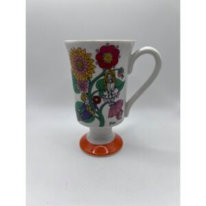Vintage Royal Crown Arnart Pedestal‎ Mug Love Flowers By Pia Groovy Colorful